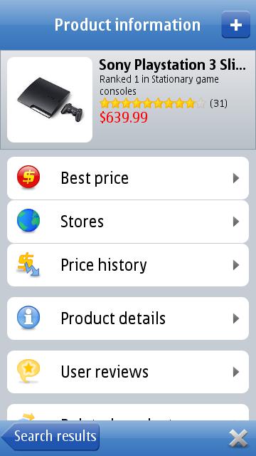 The PriceSpy App for Symbian phones